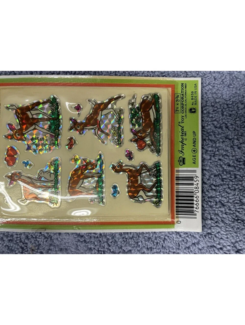 NOS Vintage 80s Prismatic Twinkle Stickers Reindeer’s Sparkle Glimmer Imperial